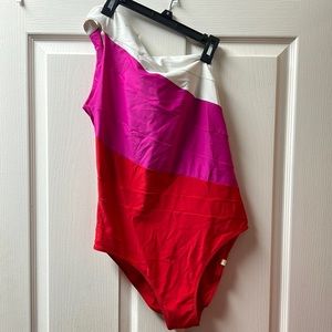 Summersalt one piece one shoulder bathing suit called side stroke size 10